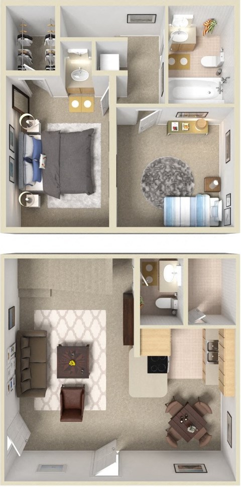 Floor plan for 2 beds, 1.5 baths, 1180 sqft